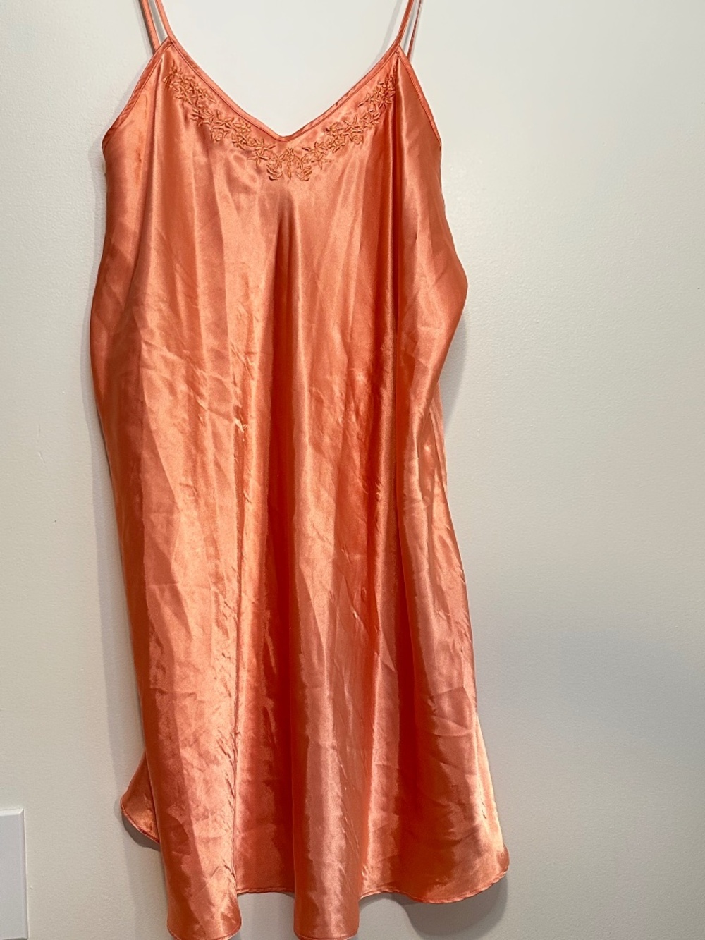 Solange Satin Women's Sexy Nightgown Vibrant Orange Slip Nightdress